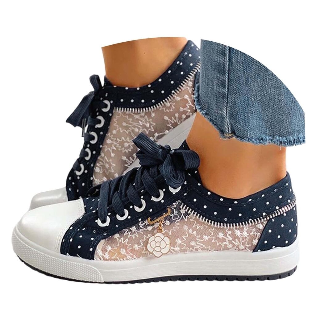 T&ecirc;nis feminino casual bordado po&aacute; com jeans e transpar&ecirc;ncia coreano Summer Breeze